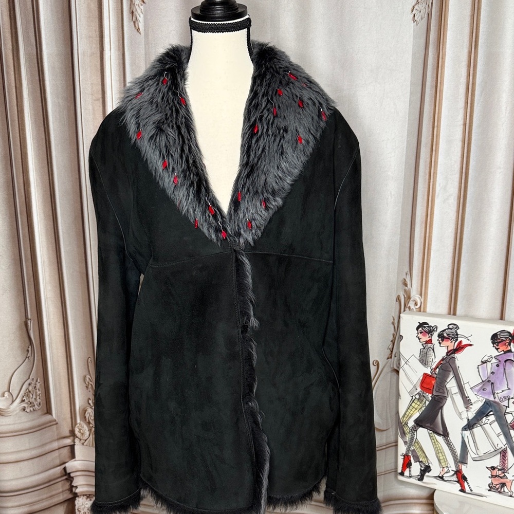 Fendi Black and Gray Teddy Jacket  Fur and shearling